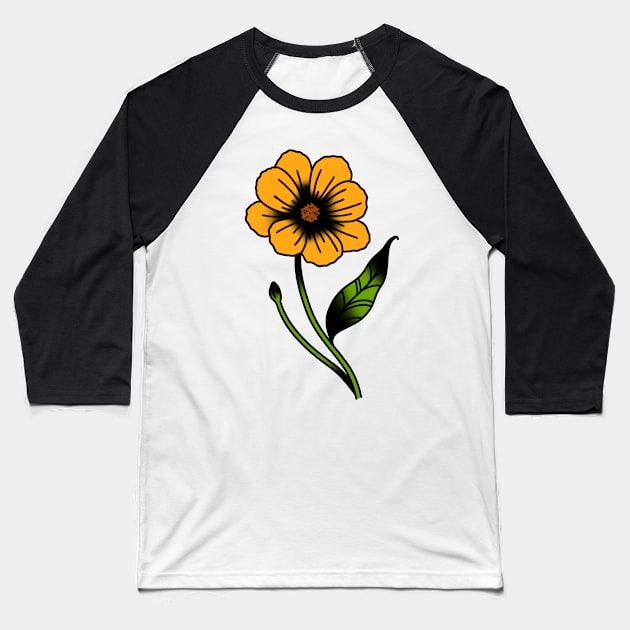 Yellow Flower Baseball T-Shirt by drawingsbydarcy